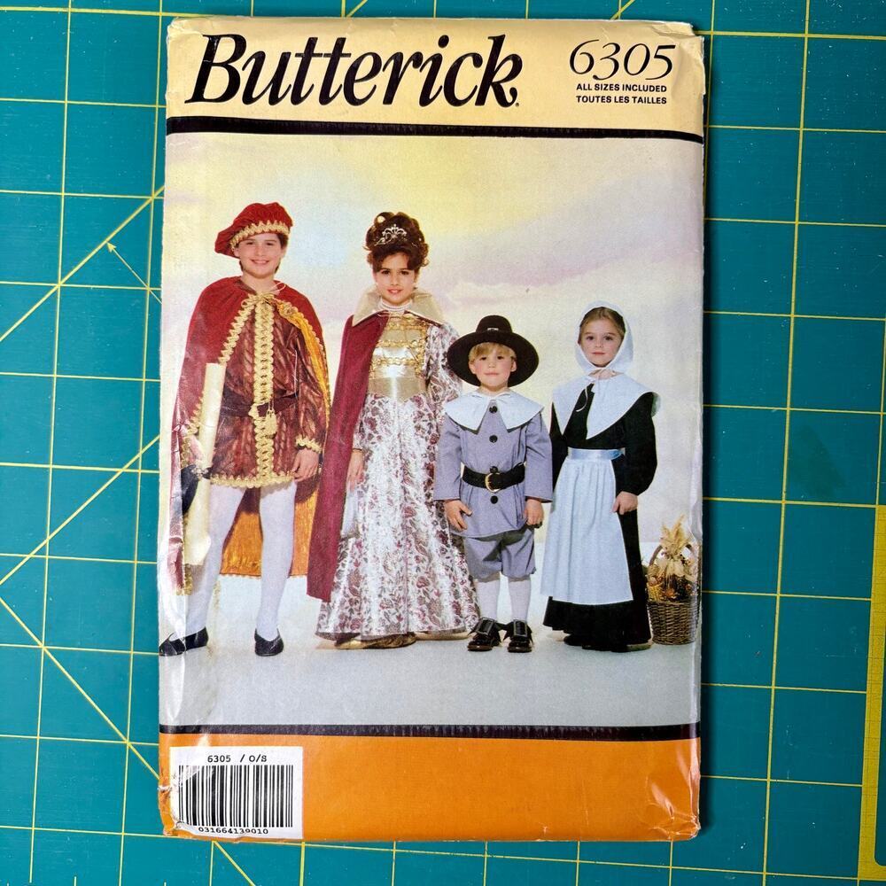 Butterick Sewing Pattern 6305 Sz 4-14 Pilgrim Squire Lady Queen Costume Theater